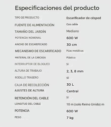 Escarificador Black+Decker GD300 de 30 cm para cuidar el césped 5