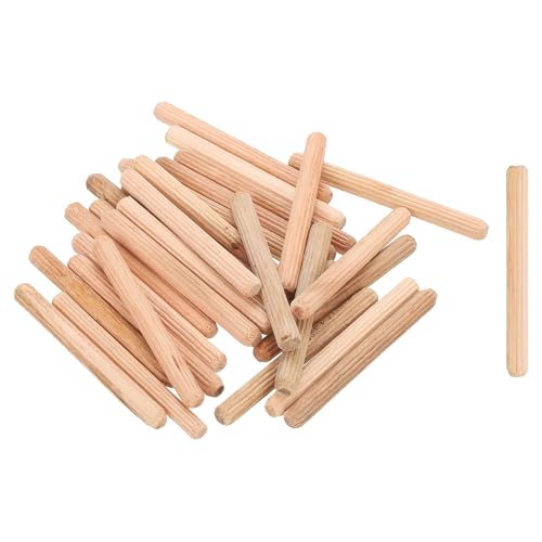uxcell 200Pcs 1/4" x 2-3/8" Wooden Dowel Pins, Wood Dowels Rods, Furniture Woodworking Grooved Fluted Pin, Wooden Dowels Fluted for Craft, DIY Projects
