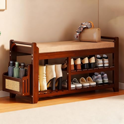 Banc a chaussures gain de place avec coussin de rangement