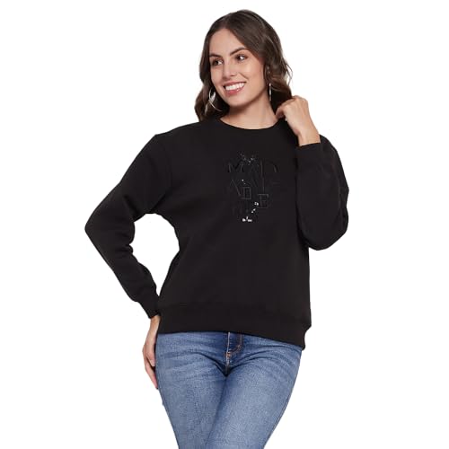 Image of Madame Women Solid Black Sweatshirt