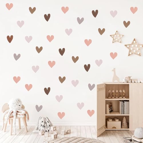 78 pegatinas de pared con forma de corazón boho para habitación infantil, decoración de pared bohemia, decoración para habitación infantil de niña, para salón, dormitorio, habitación de bebé,