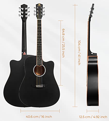 Vangoa 4/4 Guitare Électro-acoustique 41 pouces 4 Bandes EQ Pan Coupé Guitare Électrique Acoustique Adulte Pleine Taille avec Kits pour Débutants, Noir - Les Beatles, Paul McCartney, John Lennon, RIngo Starr, George Harrison Vangoa 4/4 Guitare Électro-acoustique 41 pouces 4 Bandes EQ Pan Coupé Guitare Électrique Acoustique Adulte Pleine Taille avec Kits pour Débutants, Noir – Image 7
