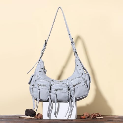 Image of Angel Kiss Hobo Bags Purse for Women Y2K Shoulder Bag Multi Pockets Designer Satchel Studded Handbags with Strap