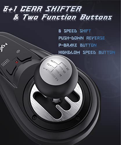 Image of PXN A7 Gear Shifter for Gaming Steering Wheel - H Shifter with 6-Speed, 3 Cables(USB, RJ11,DIN), Push Down Reverse Gear, P-Brake and High&Low Speed Buttons - Universal on PC