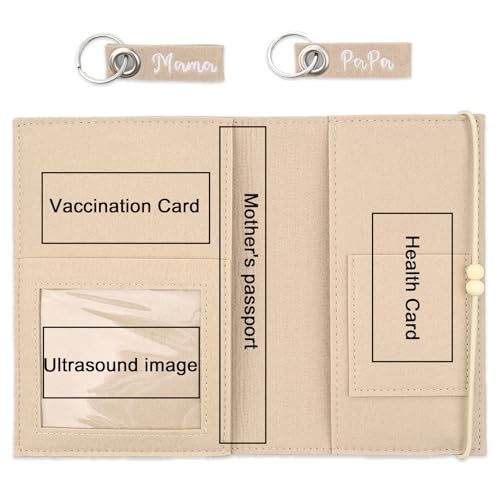 1pcs Impfpass Hülle aus Filz, Handgefertigte Mutterpasshülle, Schutzhülle für Impfausweis, Mutter Kind Pass mit Fächern für Ultraschallbild, Handmade (Khaki)