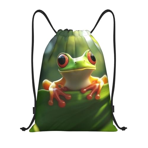 Drawstring Backpack Sports Gym Bags Draw String Bag for Women Men Cute Frog Drawstring Bags Sackpack