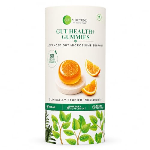 Image of Gut and Beyond Gut Health Gummies 60 Count | Probiotic and Prebiotic Supplement | Relieves Bloating and Gas | Better Digestion and Immunity | Orange Flavour