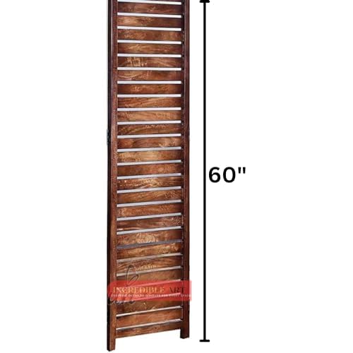 Image of Wooden Partition Wall Divider for Living Room, Wood Privacy Screen, Room Separator Rectangle Line Design- 5 Feet in Height (4 Panels)