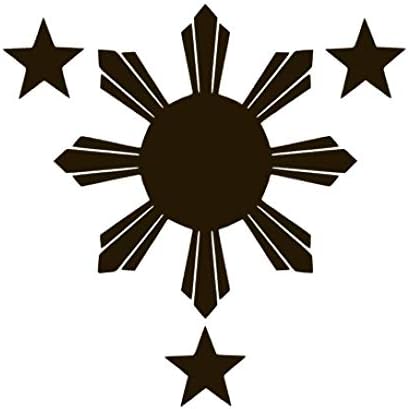 Philippines Flag 1 Sun and 3 Stars Vinyl Sticker Decals (Pack of 2) for Car Bumper Window Laptop Tablet Phone (3" x 3", Black)