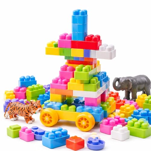 Image of Building Blocks with Wheels, 200-Piece Creative Set, Moveable Wheels, STEM Educational Toy, Multicolored, Ages 3 and Up