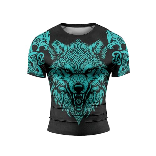 Men’s MMA Rash Guard – Short Sleeve Viking Design Compression Shirt for Combat Sports and No-Gi Training2
