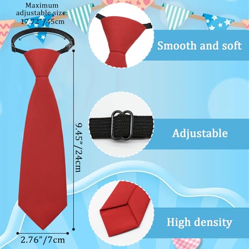 Pre-tied Kids Tie, Adjustable Boys Ties Solid Color Toddler Tie Boys Red Tie for Wedding Graduation School (Age 1-6)3