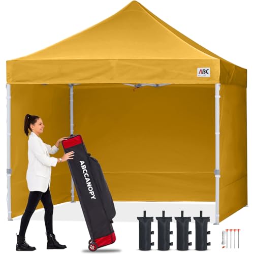 Image of ABCCANOPY Commercial Pop Up Canopy Tent with Sidewalls 10X10,Gold