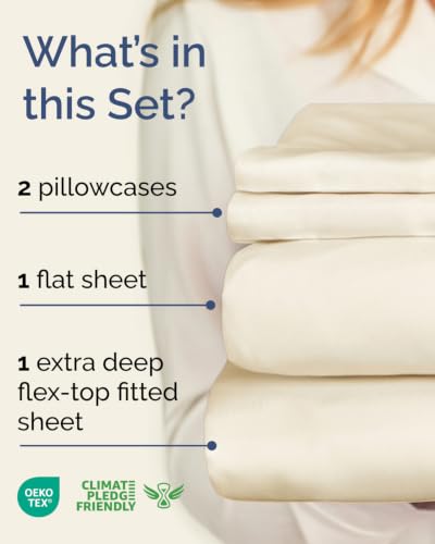Image of Flex Top Split Head King Sheet Set - 4 Piece Extra Deep Sheets - Off White