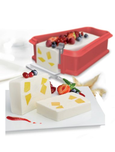 Lékué Duo - Molde rectangular desmontable, 24 cm y plato cerámica, color rojo