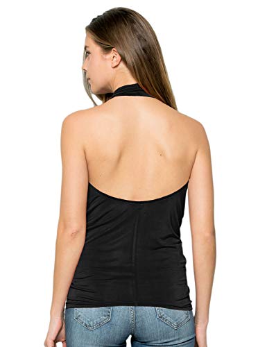 Women's Casual Halter Neck Draped Front Sexy Backless Tank Top (S-3XL) (CLLTJ316)3