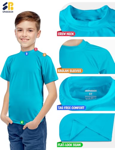 Image of Boy's UPF 50 Rash Guard Swim Shirts Short Sleeve Sun Protection SPF Fishing Surfing Water Beach Shirts Quick Dry