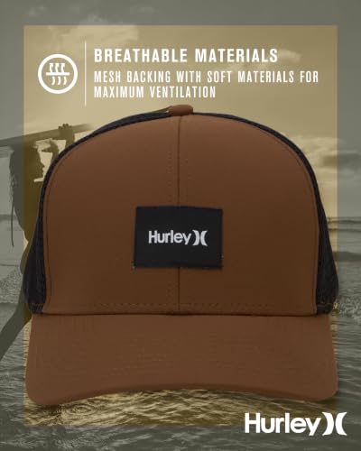 Image of Hurley Mens Trucker Hat Fairway Mesh Trucker Hat, Quick Dry Snapback | Structured Curved Bill Keeps You Cool with Breathable Panels, Adjustable Closure Delivers a Secure, Classic Fit