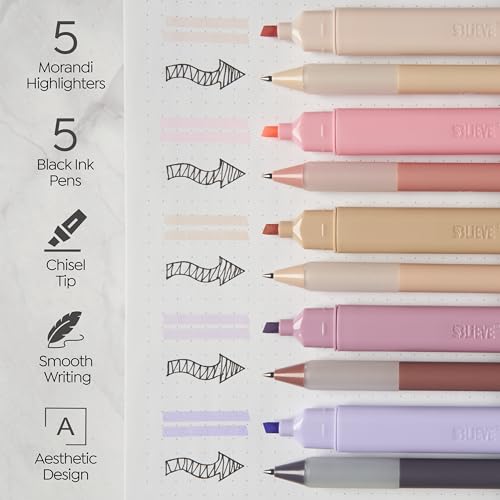 Image of BLIEVE - Aesthetic Highlighters and Gel Pens With Soft Ink and Chisel Tip, Bible Highlighters and Pens No Bleed, Dry Fast Easy to Hold, for Bible Journaling Planner School Supplies (MORANDI)