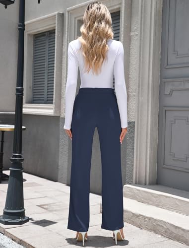 ZAFUL Womens Wide Leg Pants High Waisted Casual Pants for Women Stretchy Business Dress Work Pocket Trousers Pant