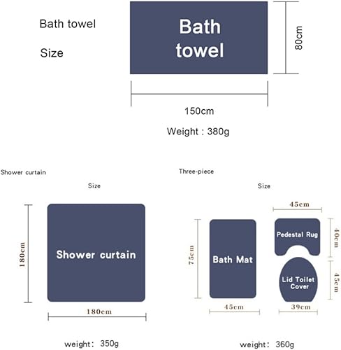 Miniatura 6 de Juego de 4 cortinas de ducha con alfombra antideslizante, cubierta para tapa de inodoro y tapete de baño, bonita cortina de ducha de Papá Noel,