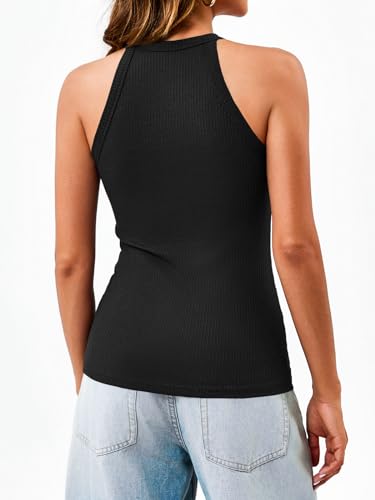 Dellytop Summer Womens Tank Tops - Casual Sleeveless Basic Cami Top Shirt Slim Knit Ribbed Racerback Workout Blouses4
