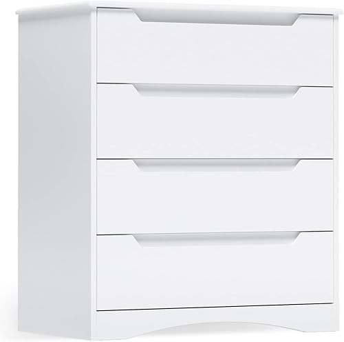 Miniatura 9 de Gizoon 4 Drawer Dresser for Bedroom, Sturdy White Chest of Drawers with Anti-Tip Device, Modern Large Capacity Storage Furniture for Closet,