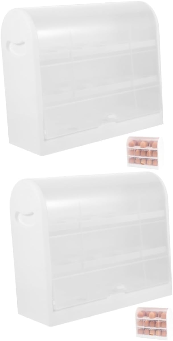 3pcs Egg Storage Box Egg Holder Fridge Egg Holder Egg Rack Eggs Storage Shelf Multi-Layer Egg Holder Flipped Egg Organizer Kitchen Egg Container Egg Tray Desktop Egg Holder (Whitex2pcs