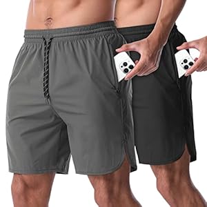CANGHPGIN 2 Pack Men’s Running Athletic Shorts 7” Quick Dry Sports Gym Shorts with Pockets, Exercise Workout Shorts Men
