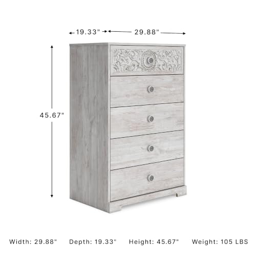 Signature Design by Ashley Paxberry 5 Drawer Chest of Drawers, Whitewash - image 2