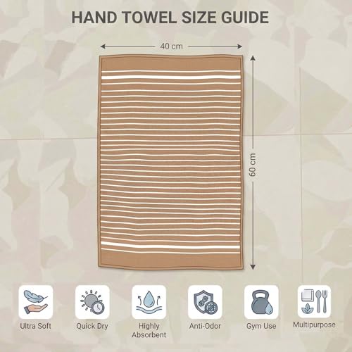 Image of Athom Living Premium Hand Towels- Cotton, 400 GSM, Ultra Soft, Quick Dry, Highly Absorbent | for Hand, Kitchen and Gym | 60 * 40 cm, Pack of 4 (Beige & Grey)