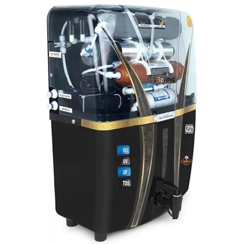 Image of iSpring Mineral RO+UV+UF 12 Liter RO + UV + TDS ADJUSTER Water Purifier With Copper Charge Technology Black & Copper Best For Home and Office (Made In India)