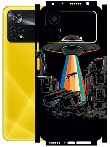 Image of AtOdds - Full Body Back Screen Guard Protector Film - Lamination Wrap Skin Sticker Compatible with Poco X4 PRO (5G) | Scratchproof Matte Finish (Alien Invade)