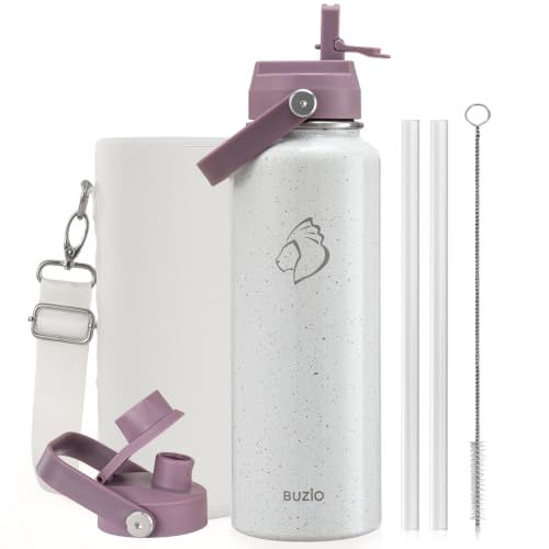 Image of BUZIO Triple Wall Vacuum Water Bottle with Dust-Proof Straw & Spout Lids