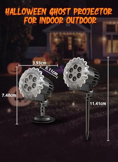 Minetom Halloween Projector Lights Outdoor, Rotating Ghost Projector Halloween, Waterproof Halloween Light Projector Landscape Lights for Outdoor Indoor, Yard, Patio, Garden, Party Decor