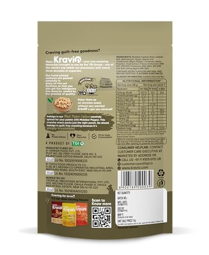 Image of Kravio Premium Black Pepper Roasted Cashew Nuts 200g | Zero Cholesterol Natural Jumbo Size Whole Kaju Nuts & Dry Fruits | Rich in Protein, Roasted Crunchy Delicious Healthy Snacks