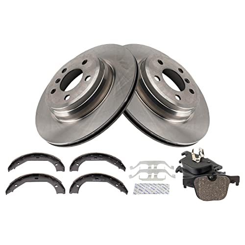 Image of TRQ Rear Brake Pad and Rotor Set Ceramic Compatible with 2012-2013 335i 2014-2015 335i 335ix GT 2013-2015 335i xDrive ActiveHybrid 3