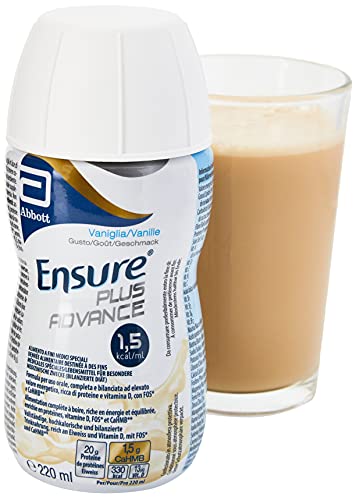 Ensure Plus Advance Supplemento Nutrizionale Ipercalorico ed Iperproteico |Formato bevanda| Alimento a fini medici speciali iperproteico| Confezione 4x220ml Gusto Vaniglia