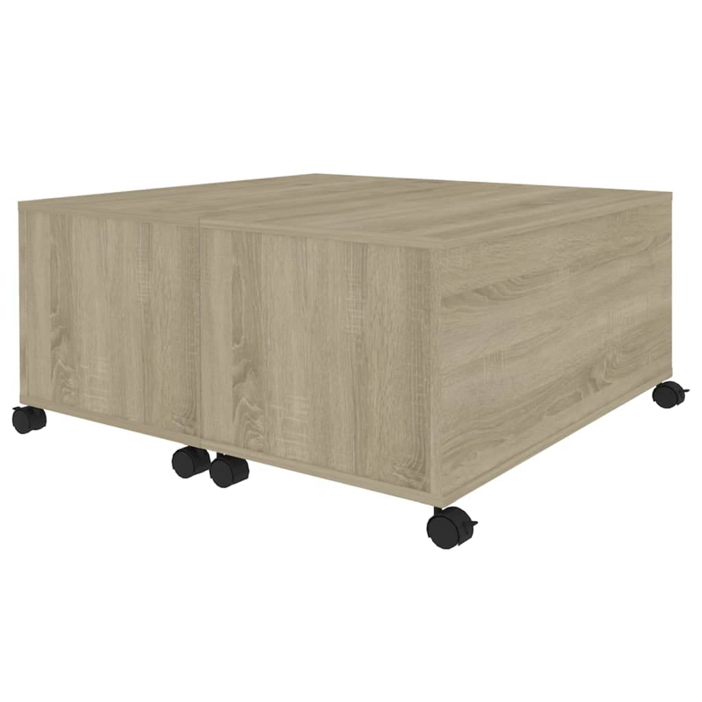 Couchtisch mit ausziehbarer Ablagefach und Ablagefach aus Holzwerkstoff in Weiß, 75x75x38 cm