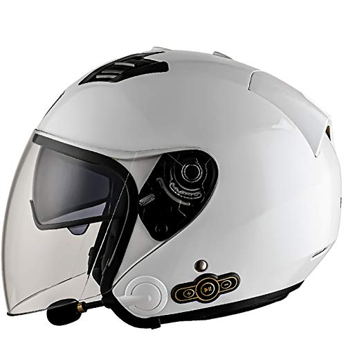 Casque moto Bluetooth 3/4 jet léger avec double visière anti-buée pour scooter et cruiser