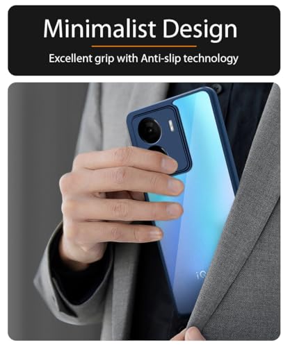 Image of WOW IMAGINE Shockproof Hybrid Back Cover for iQOO Z7 5G | iQOO Z7s 5G | Hard Slim fit Back Case | PC & TPU | Clear Transparent Case - Blue
