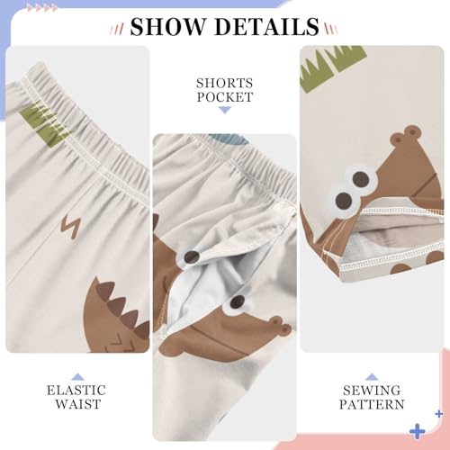 Cute Crocodiles Boys Pants Boys Athletic Pants Long Pant for Boywith Pockets Wide-Leg Size 6-14Y4