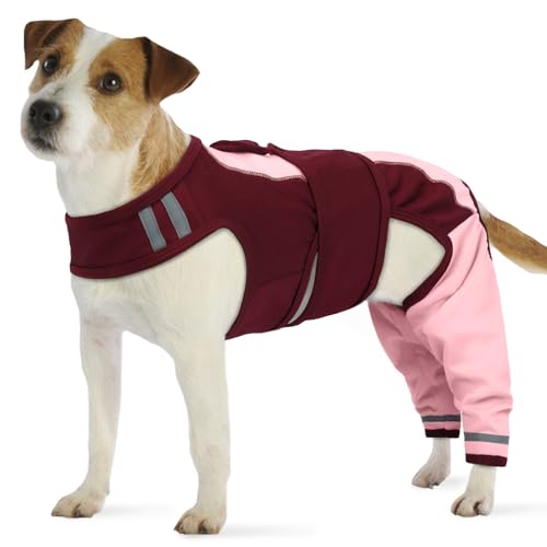 PUMYPOREITY Hundebody Nach Op, Hundebody Rüde Lange Hinterbeine Ellenbogenbandage Hund Hinterbeine Op Anzug Medical Pet Shirt Kniebandage Hinterbein(Rosa, XS)