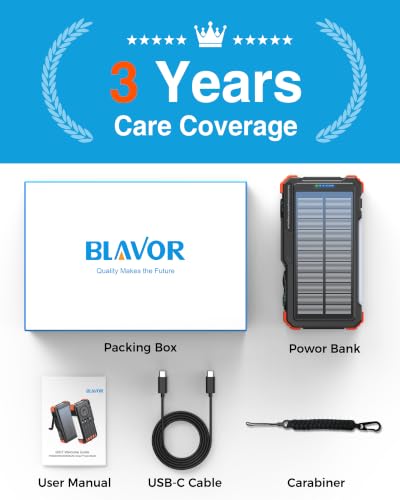 BLAVOR Solar Power Bank with Hand Crank and Built-in 4 Cables 20000mAh | Wireless Charging, Camping Light, Dual Flashlight, 20W Fast Charging, Battery Pack for iPhone, Samsung, All Mobile Phones - image 8