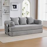 COUSSINS CONFORTABLES POUR UN MAXIMUM DE DÉTENTE : Le canape 3 places est livré avec trois coussins moelleux, offrant un soutien optimal. Parfaits pour lire, regarder la télé ou se reposer, ils transforment le canapé convertible en un refuge de confort où chaque moment devient agréable.