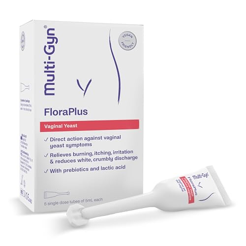Multi-Gyn FloraPlus Intimcreme - Behandelt Symptome von Scheidenpilz - Sofortige Linderung von Juckreiz, Reizungen & Reduzierung von Ausfluss - vaginale Infektionen - mit Prebiotika - 5 x 5ml