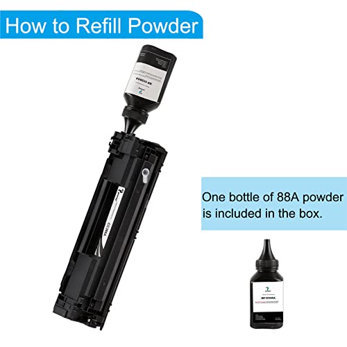 Image of proffisy Easy Refill 88A Toner Cartridge CC388A Cartridge Compatible with HP LJ Printer M1136 MFP, M126nw MFP, P1007, P1108(1 Cartridge with 1 Bottle 80g 88A Toner Powder)
