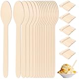 ZXBBTZ 500 Stück Holzlöffel Einweg 16 cm Biologisch Abbaubar Holz Einweglöffel für Kaffee Dessert EIS Natürliche Eislöffel für Party Geburtstag Picknick Dessertlöffel Einwegbesteck Splitterfrei