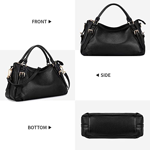 Kattee Women's Soft Genuine Leather Satchel Purses Top Handle Crossbody Bags Ladies Designer Medium Size Hobo Handbags
