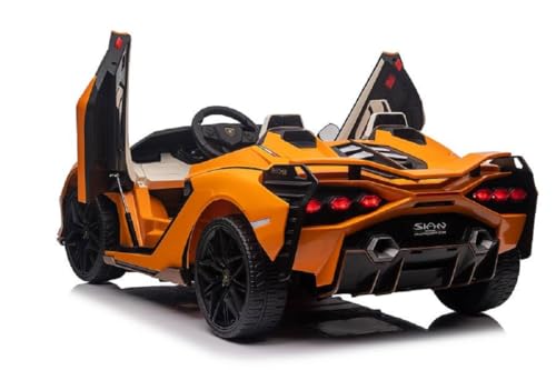 Kinderfahrzeug - Elektro Auto Lamborghini SIAN 2 Sitzer - lizenziert - 24V Akku, 4 Motoren- 2,4Ghz Fernsteuerung, MP3, Ledersitz+Eva -10kmh schnell (Orange)